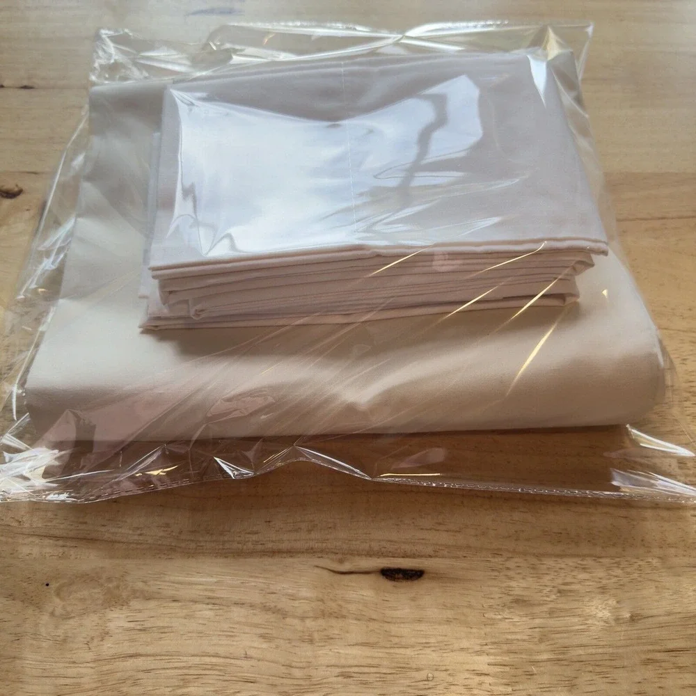 VTG Fabric Design KING Sheets-Cases Flat, 2 Pillowcases, Bone, Cotton Blend NOS‎